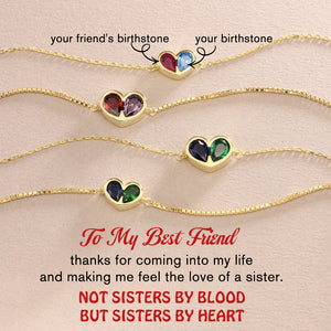 Personalized Best Freinds Forever Linked Together Custom Heart Birthstones Bracelet