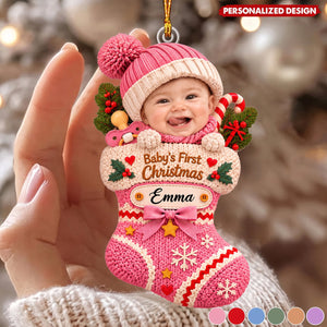 Personalized Baby’s First Christmas Ornament, Custom Photo Newborn Christmas Gift