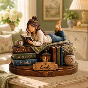 Custom Book Lover Wooden Block, Just a Girl Who Loves Books Sign