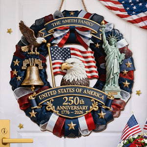 Custom Wood Sign-Personalized America Anniversary Gifts-Family Forever United