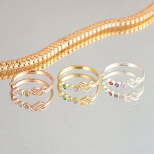Personalized Grandma Mom 1-6 Family Love Knot Birthstones Ring