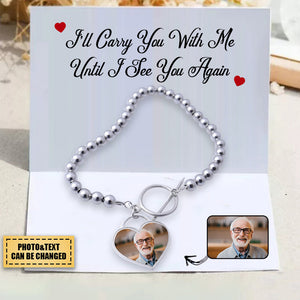 Custom Photo I'll Carry You Personalized Heart silver bracelet