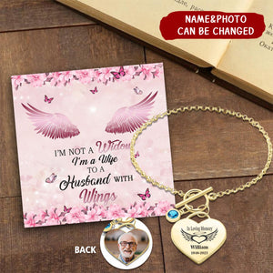 I'm A Wife To A Husband With Wings Personalized Memorial Bracelet With Birthstone