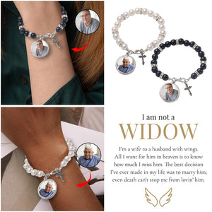 I'm a Wife to a Husband Personalized Circle Wings Memorial Bracelet