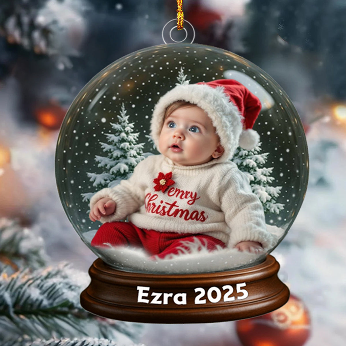Personalized Baby’s First Christmas Ornament – Custom Photo & Name
