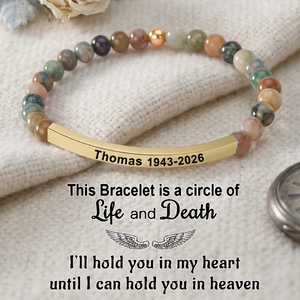 Personalized Memorial Engraved Natural Stone Stretch Bracelet