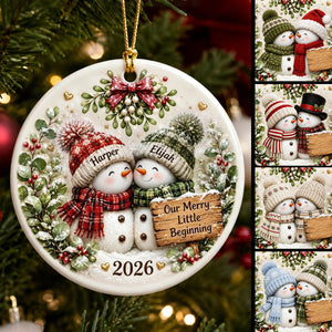 Personalized Couple Snowman First Christmas Ornament