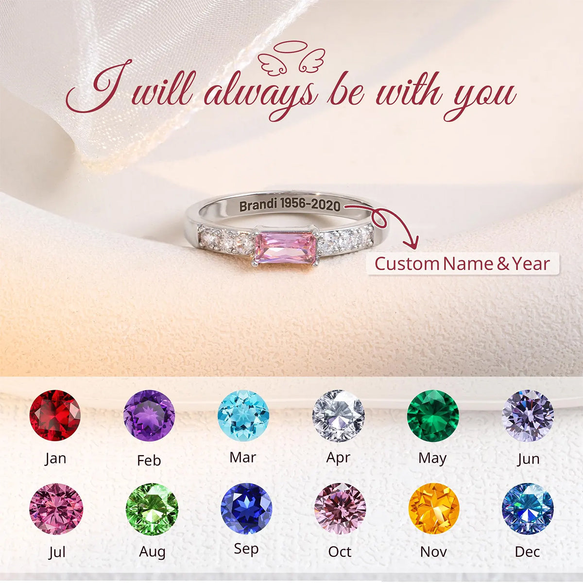 Personalized Birthstone Memorial Ring
