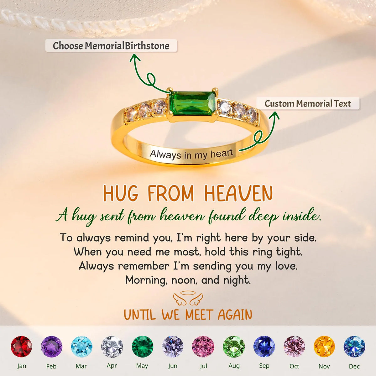 Personalized Birthstone Memorial Ring