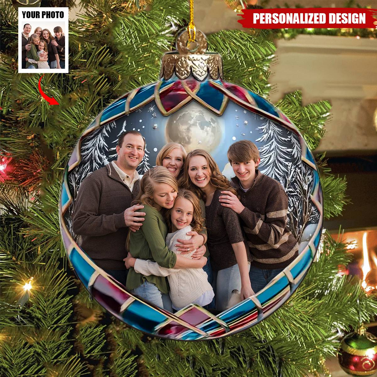 Custom Photo Christmas Good Cheer Is Found With Family - Personalized  Family Ornament