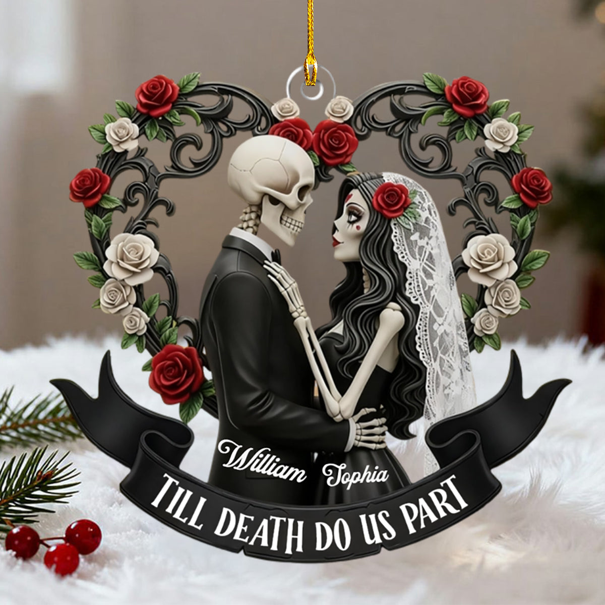 Till Death Do Us Part - Personalized Skeleton Couple Acrylic Ornament