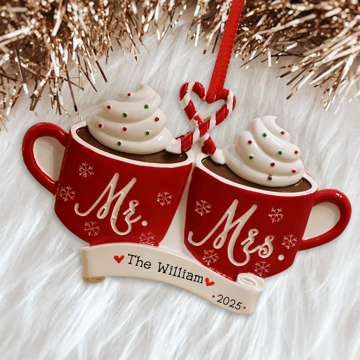 Mr. And Mrs. Hot Cocoa -Custom First Christmas Married Ornament