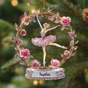 Custom Name Ballerina Acrylic Ornament, Dance Teacher Gifts