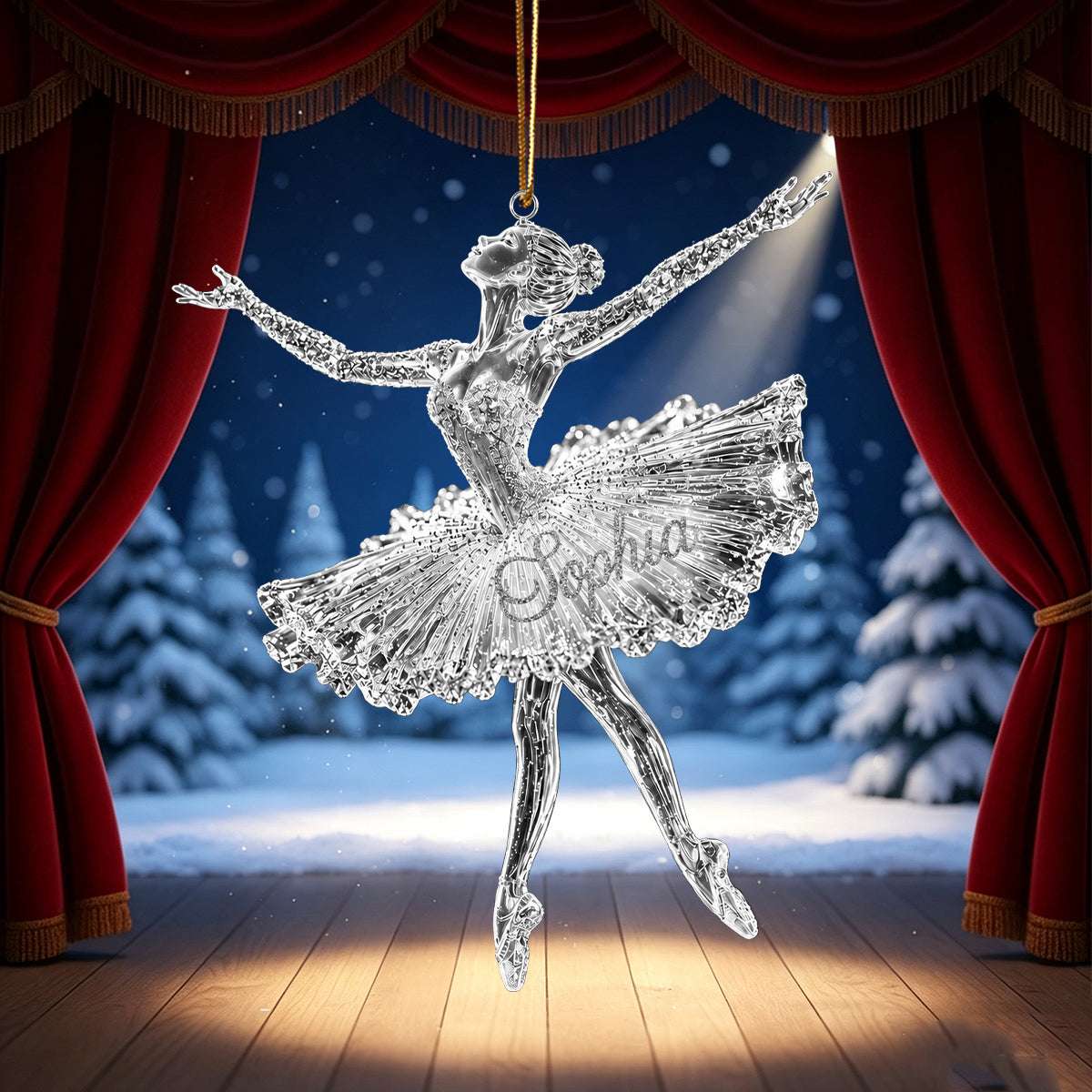 Personalized Ballerina Ornament, Custom Name Ballet Christmas Ornament