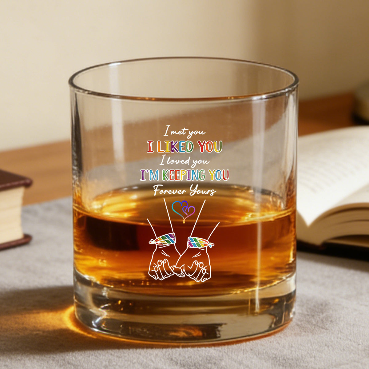LGBT Couple Hands Pinky Promise-Personalized Whiskey Glass