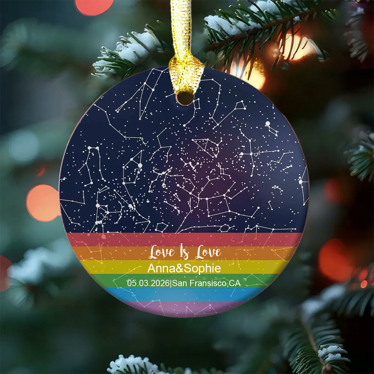 Personalized LGBT Star Maps Ornament, Pride Month, Wedding, Anniversary Gift