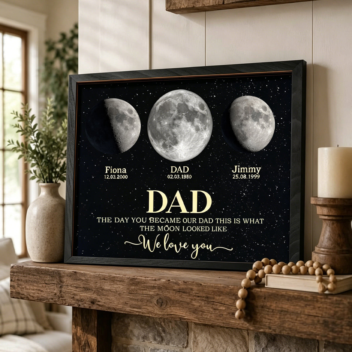 The Day You Became My Dad – Personalized Moon Phase Photo Frame | Father's Day Gift For Dad & Husband
