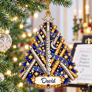 Personalized Flute Christmas Ornament, Custom Name Flutist Tree Decor, Gift For Flute Players