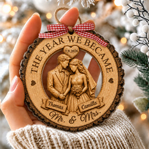 Personalized Couple Wedding Anniversary Ornament, First Christmas Gift For Newlyweds