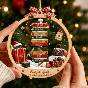Personalized Adventure Travel Ornament, Family Or Couple Vacation Gift