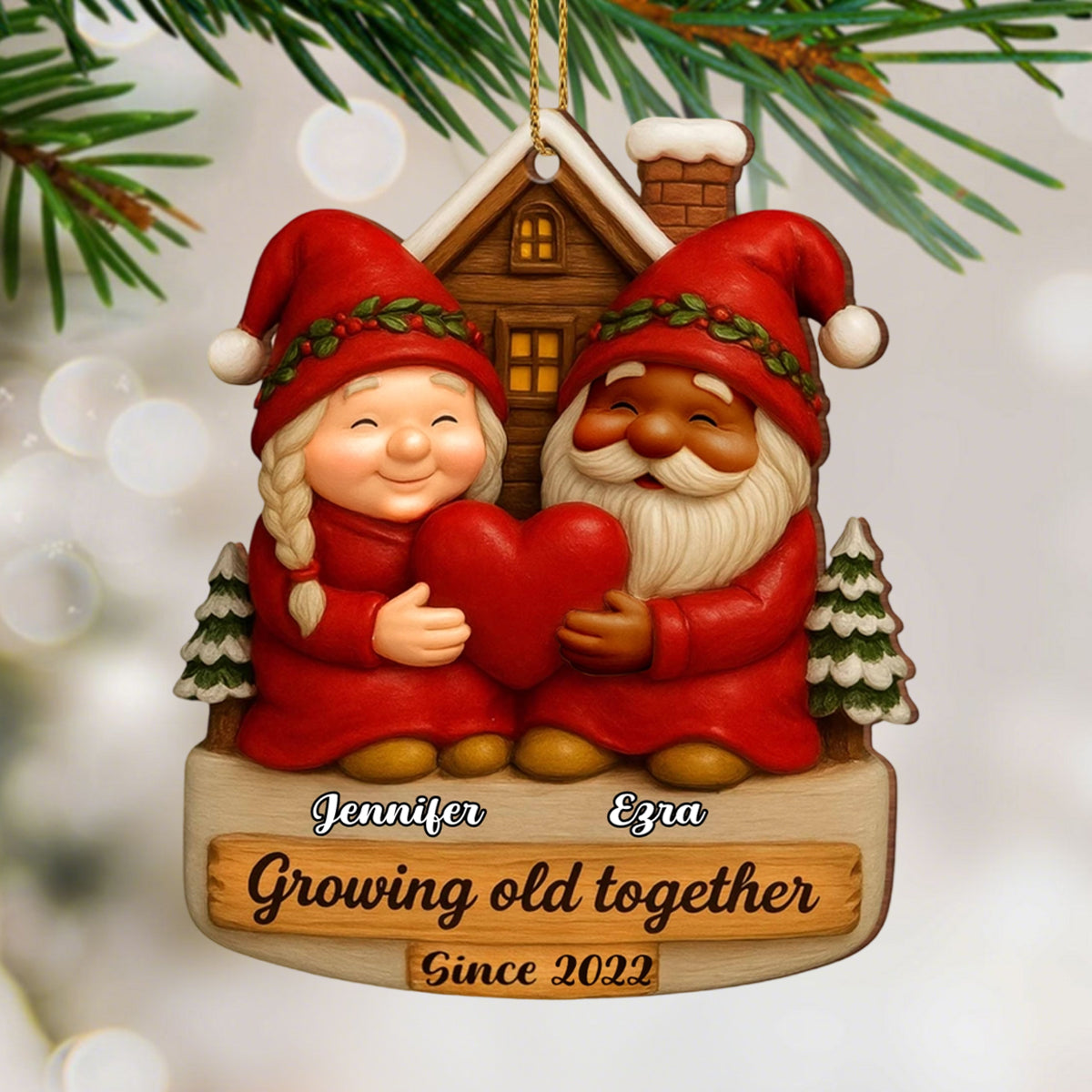 Growing Old Together Custom Wood Ornament