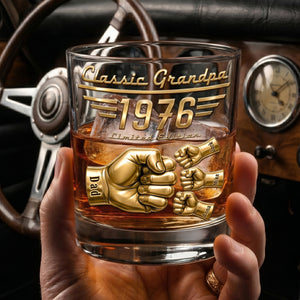 Timeless Dad Round Glass-Personalized Father's Day Gift For Dad Or Grandpa