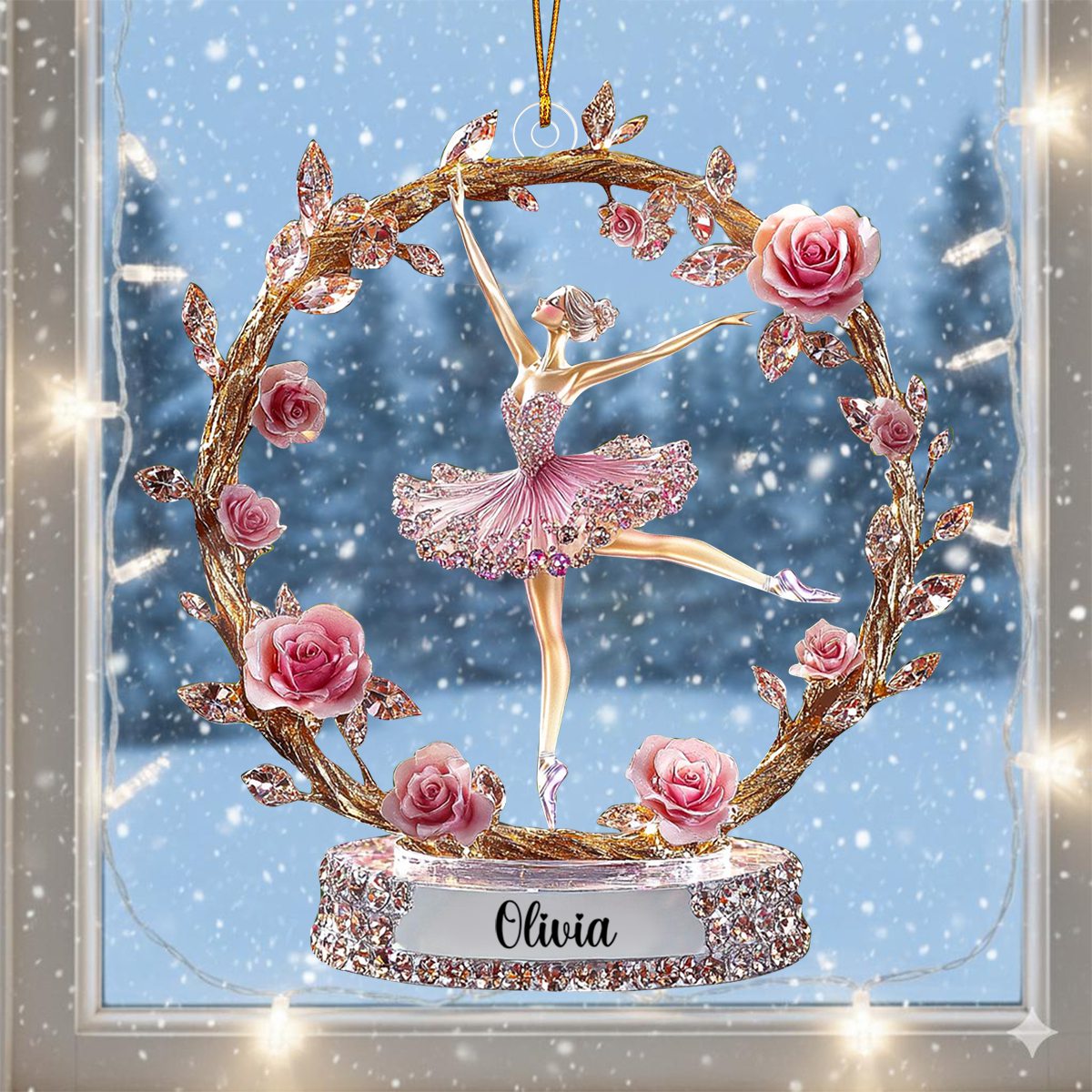 Custom Name Ballerina Acrylic Ornament, Dance Teacher Gifts