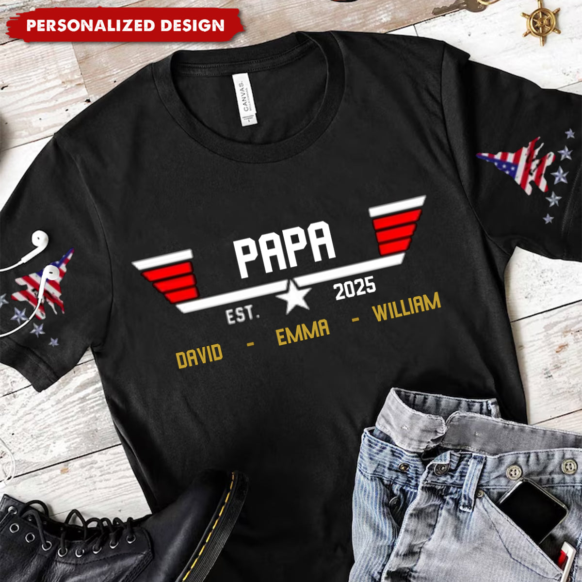 Personalized Papa, Grandpa's Birthday, Father's Day Gift T-Shirt