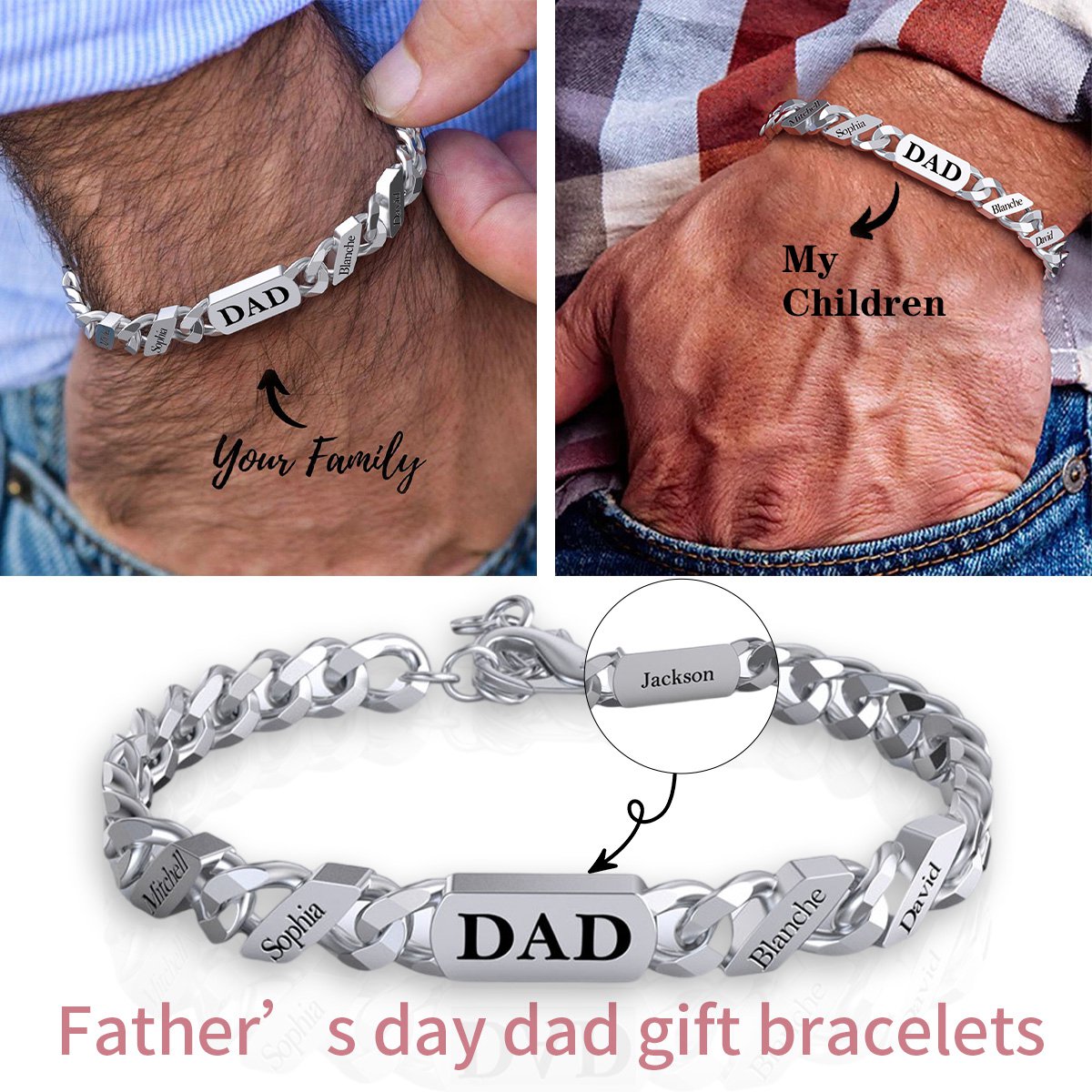 Personalized Fashion Name Chain Bracelet For Father's Day Gift