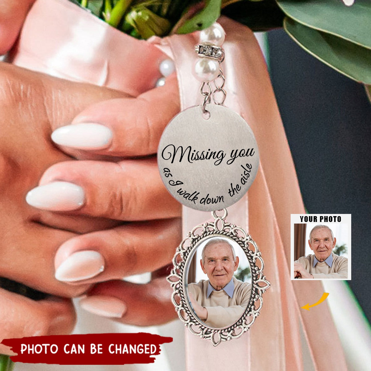 Personalized Wedding Bouquet Memory Photo Charm