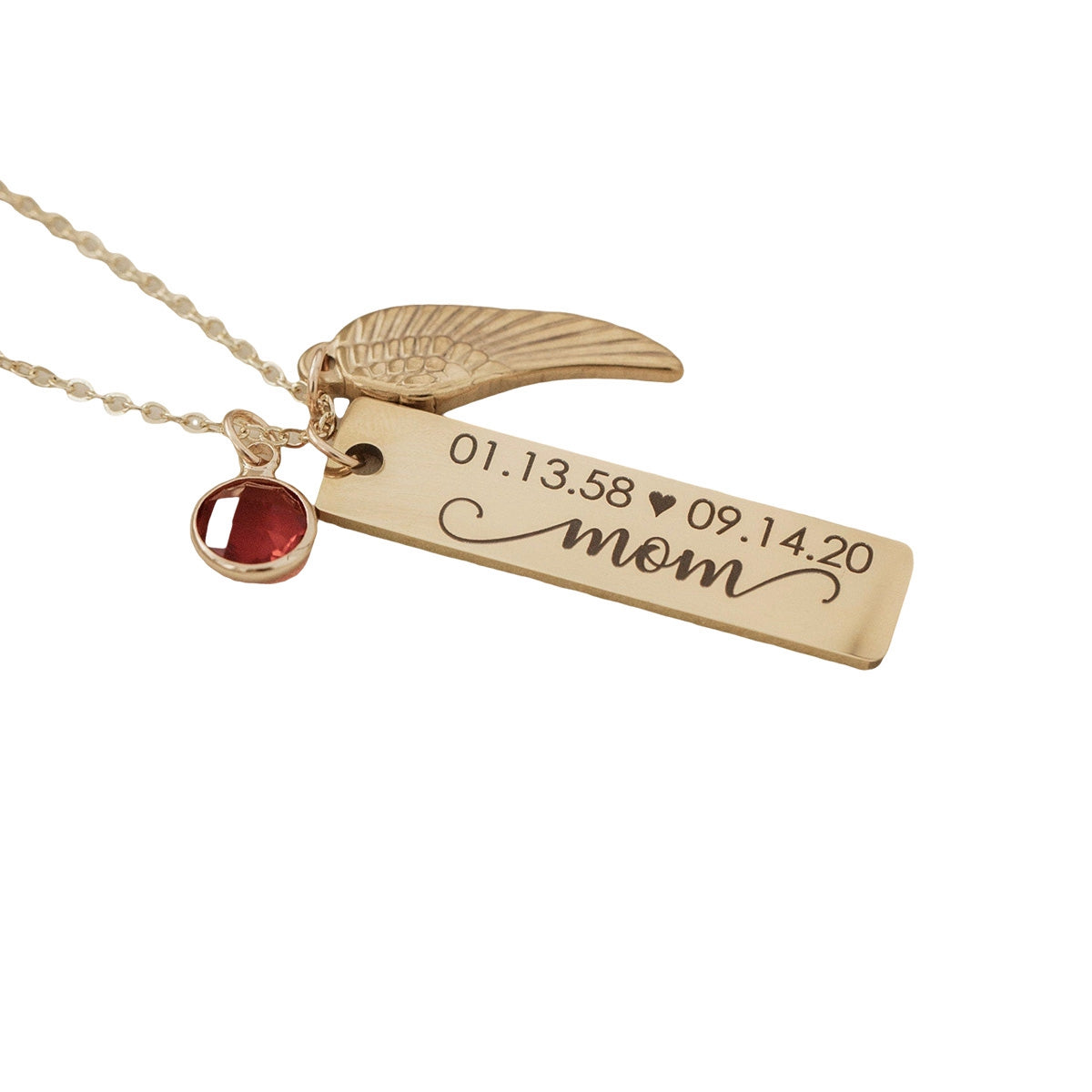 Personalized Monogram Birthstone Unique Wing Necklace