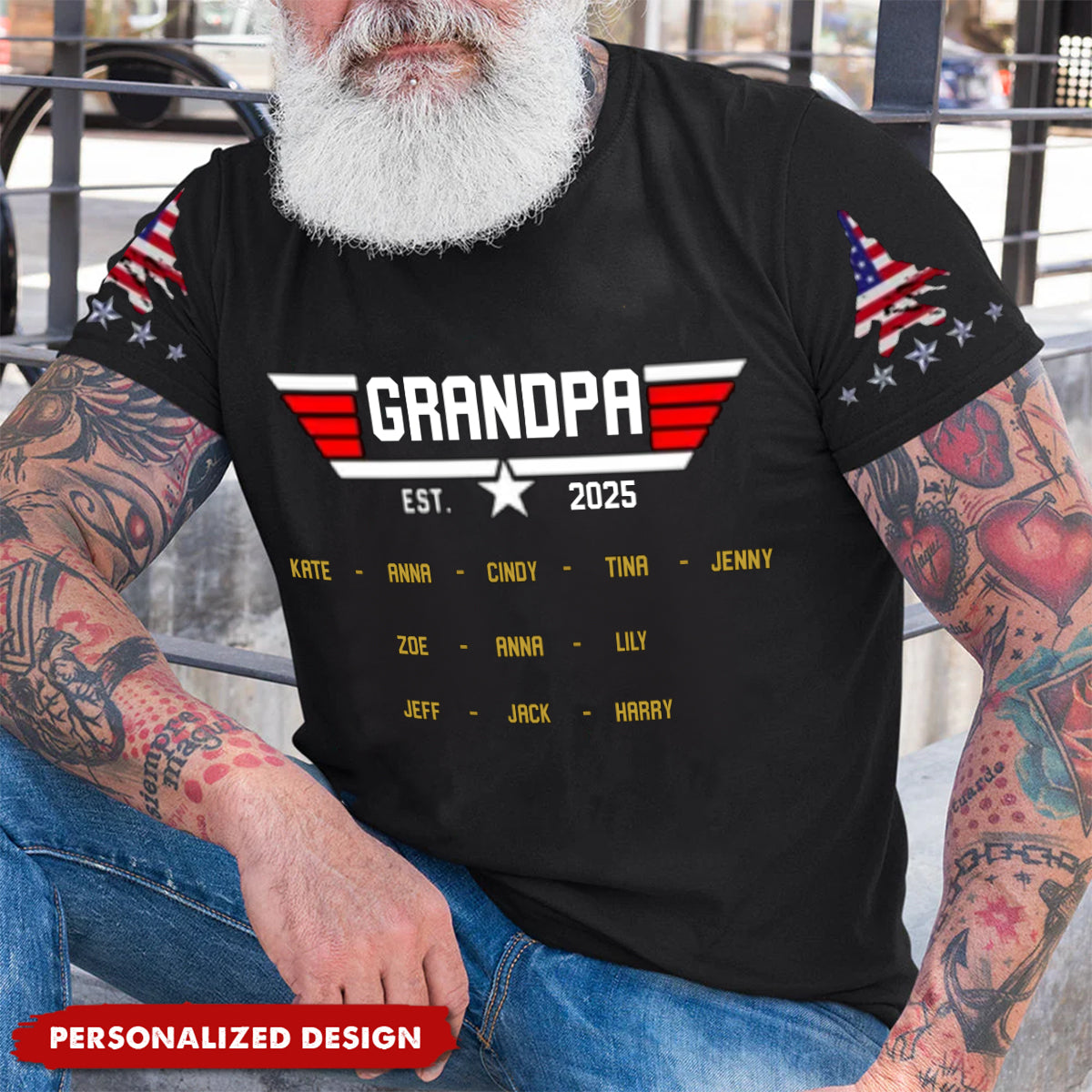Personalized Papa, Grandpa's Birthday, Father's Day Gift T-Shirt