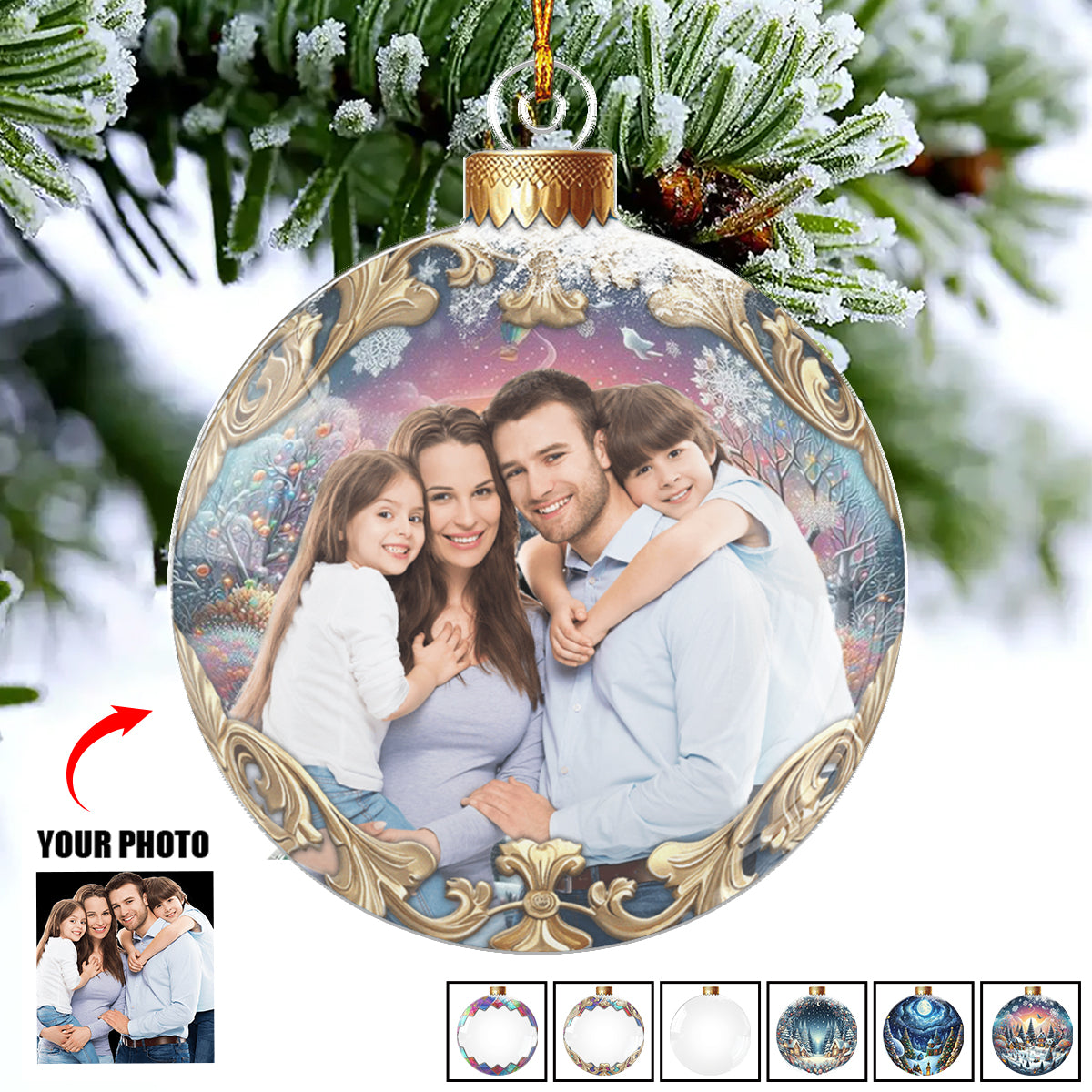 Family Christmas Bauble Shaped - Custom Acrylic Ornament