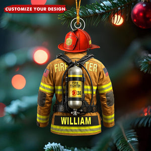 Personalized Firefighter Ornament, Firefighter Uniform Ornament
