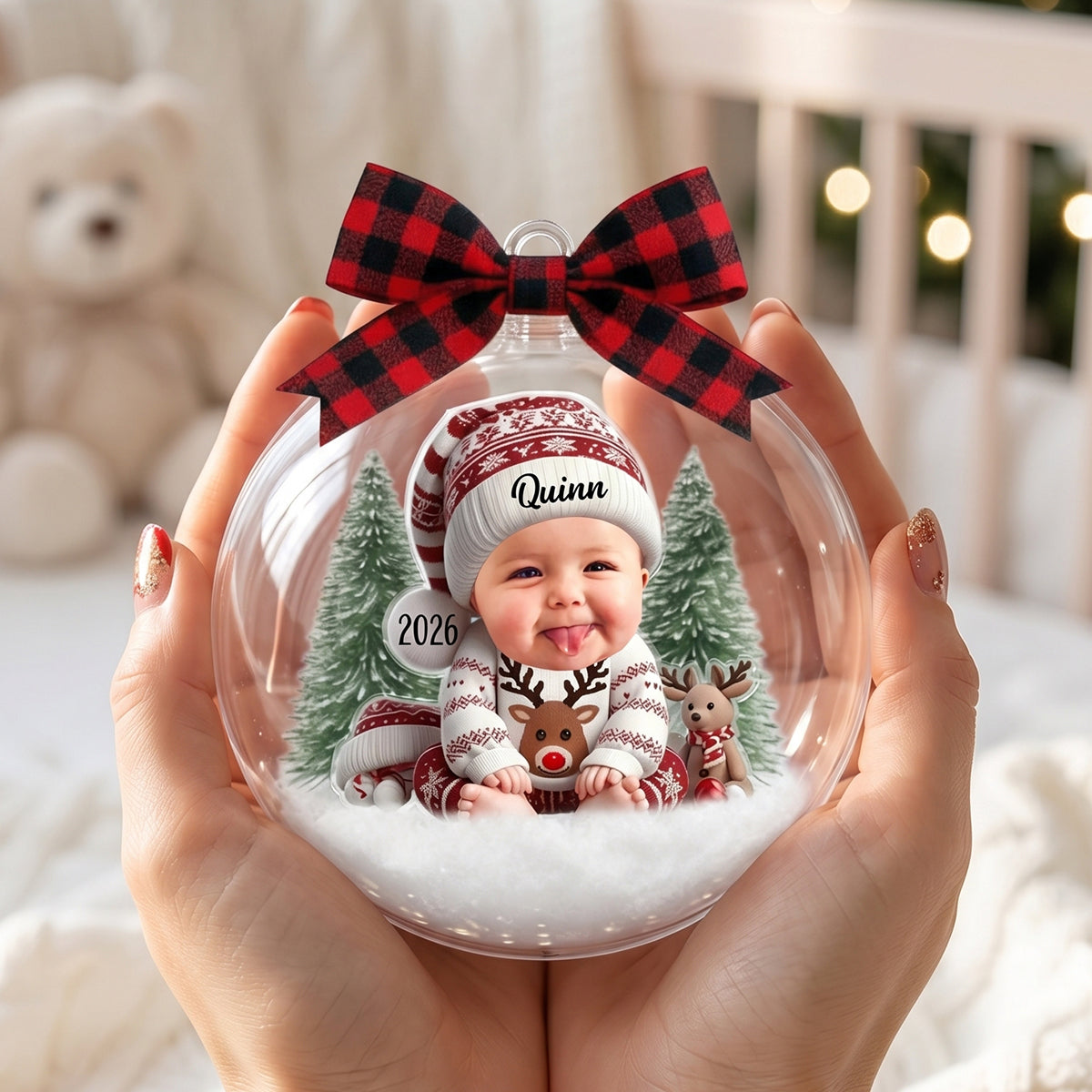Custom Baby Christmas Acrylic Ball Ornament-Upload Photo