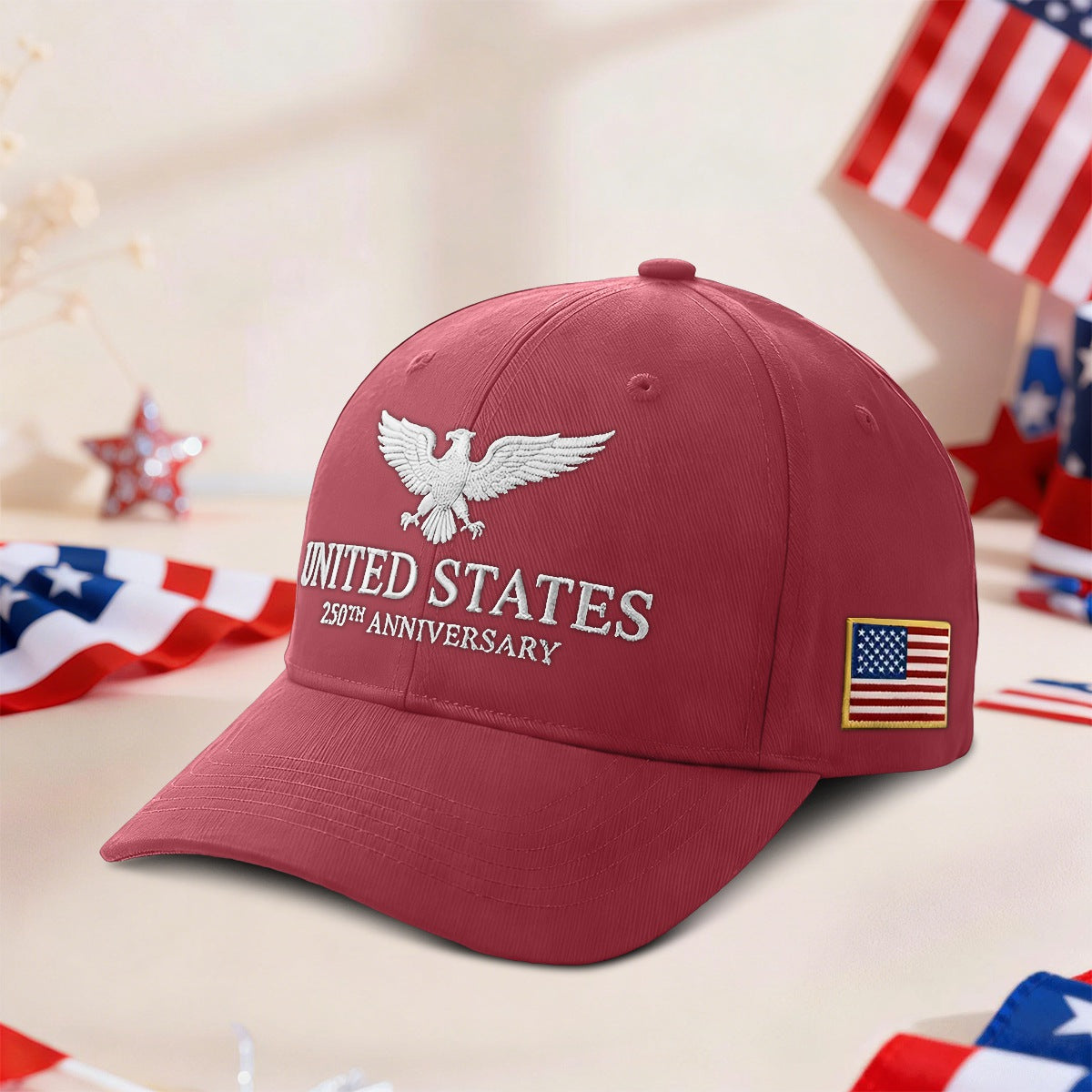 Retro USA Flag 250th Anniversary Cap, Patriotic Gift