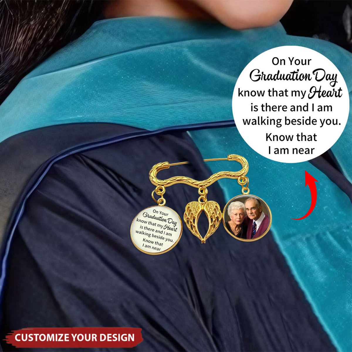 Personalized Memorial Boutonniere Charm Pin With Wings