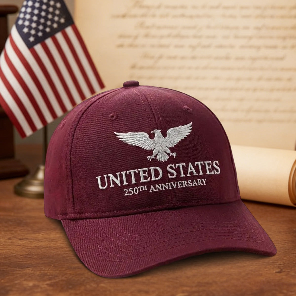 Retro USA Flag 250th Anniversary Cap, Patriotic Gift