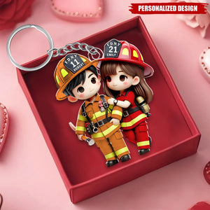 Personalized Firefighter Couple Keychain
