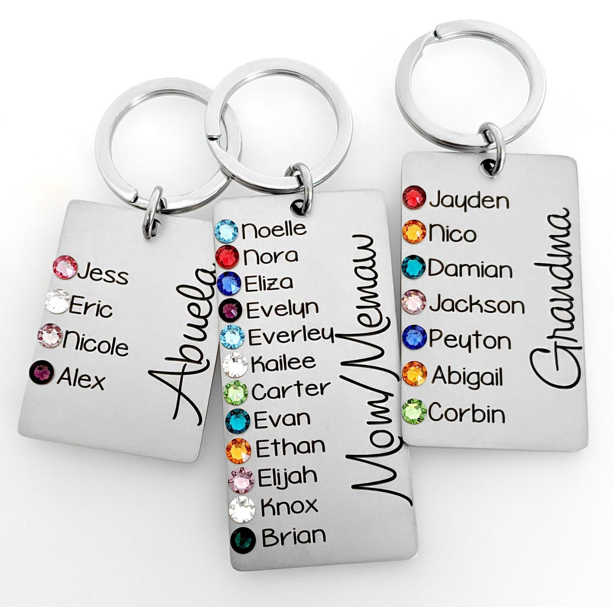 Personalized Grandma Mom 1-12 Family Birthstones Keychain For Christmas