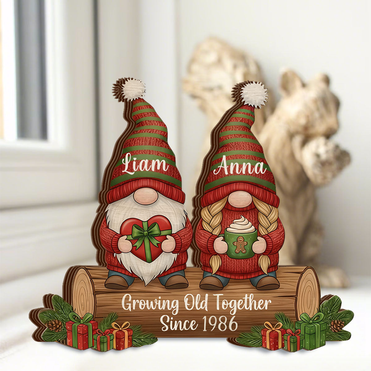 Christmas Growing Old Together Wooden Plaque, Anniversary Decor