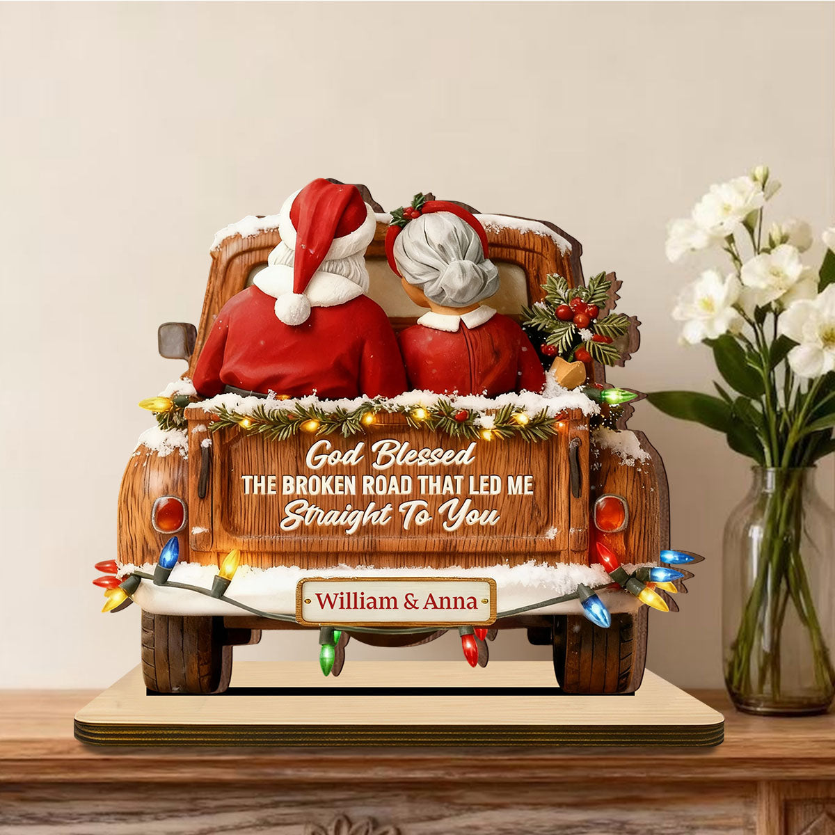 God Blessed The Broken Road Plaque, Custom Name Keepsake