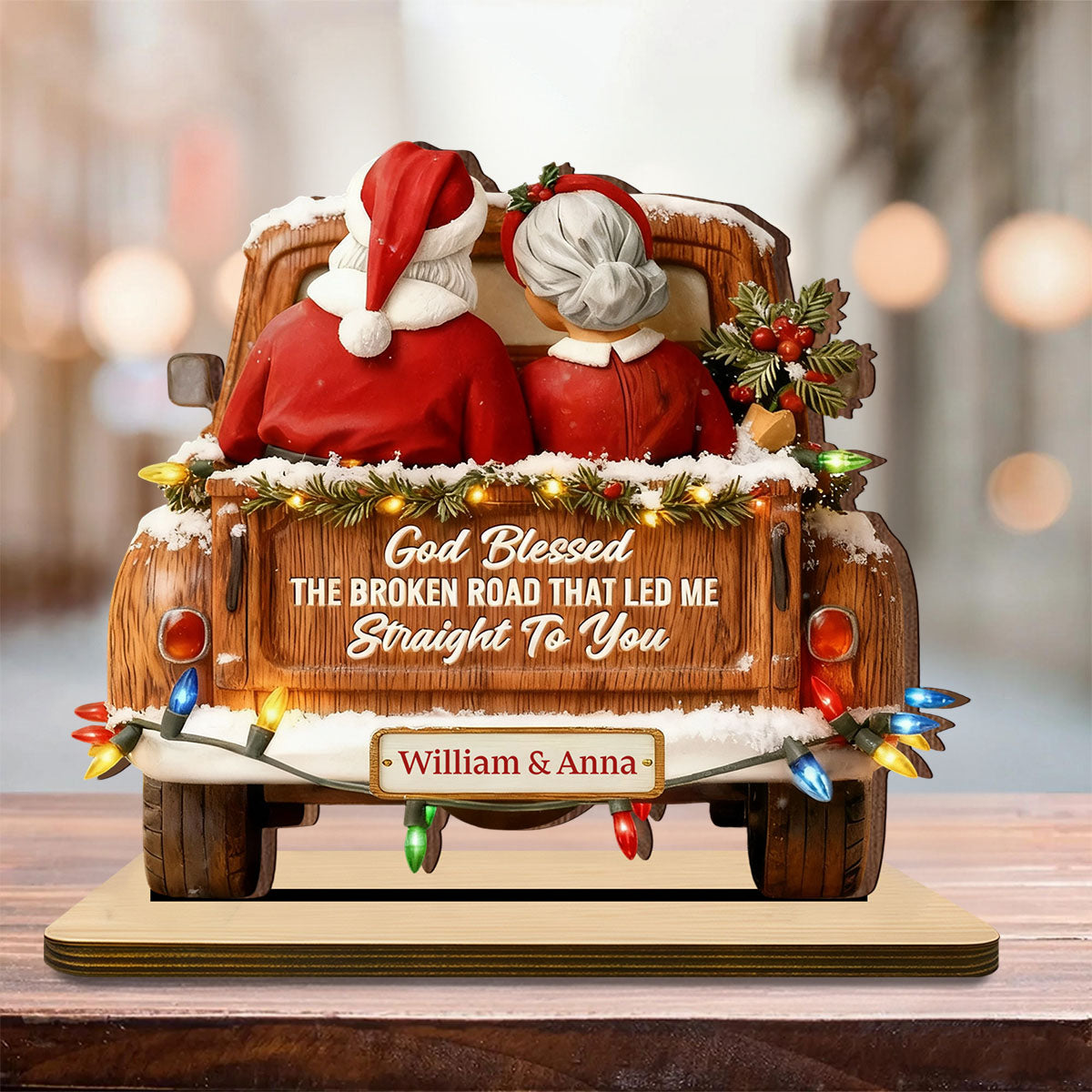 God Blessed The Broken Road Plaque, Custom Name Keepsake