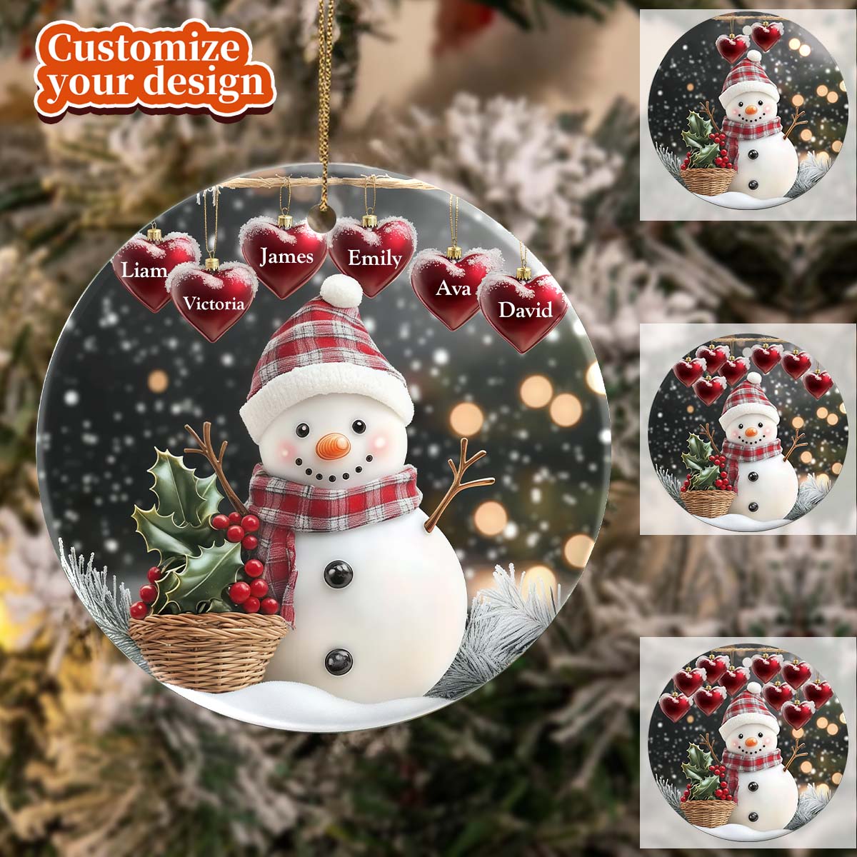Personalized Acrylic Snowman Grandkid Ornament - Family Christmas Gift
