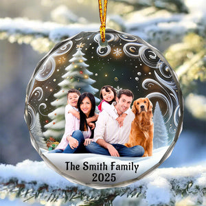 Family Is Love - Personalized Family Photo Christmas Ornament