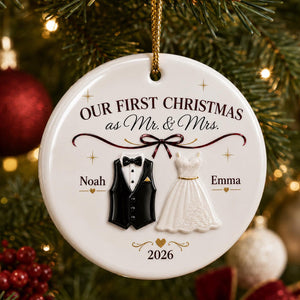 Personalized First Christmas Wedding Ornament