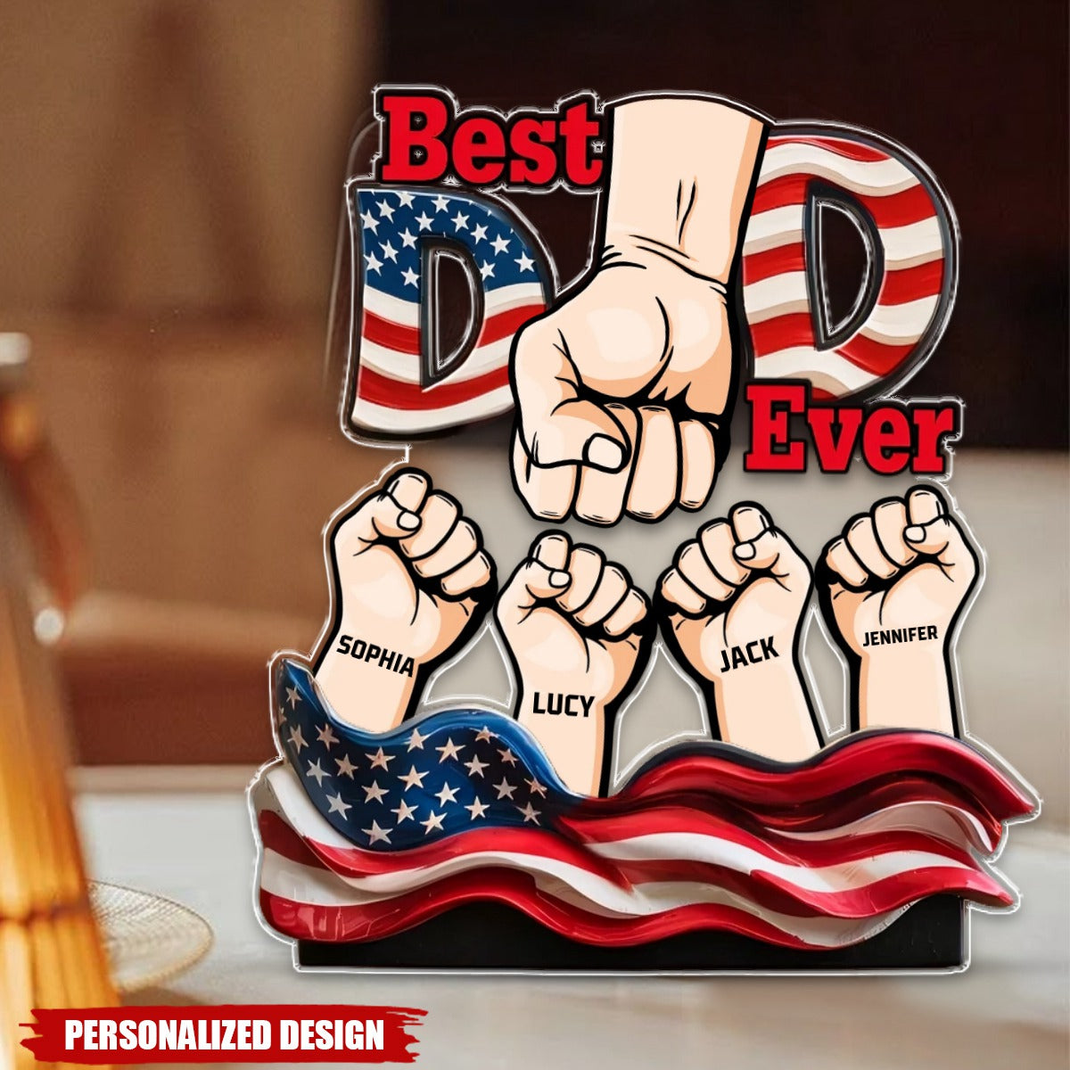 Leading With Love, Raising With Pride - Personalized Acrylic Plaque For Dad