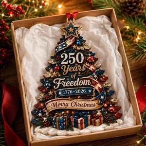 Personalized 250th Anniversary Christmas Tree Wood Ornament