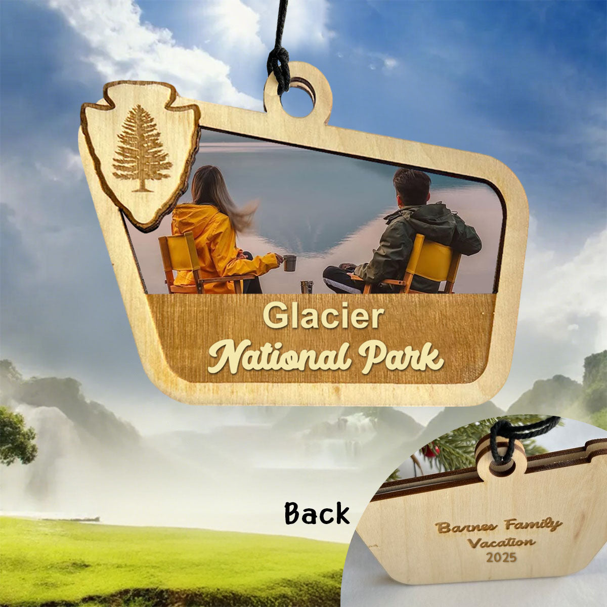 Personalized Photo & Text Ornament, Family Vacation Gift