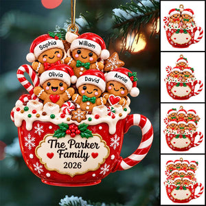 Personalized Gingerbread Family Hot Cocoa Christmas Ornament